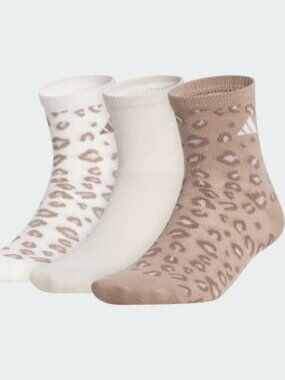 BNWT WOMEN'S ADIDAS LEOPARD LUXE HIGH QUARTER SOCKS THREE (3) PACK US MEDIUM (M)